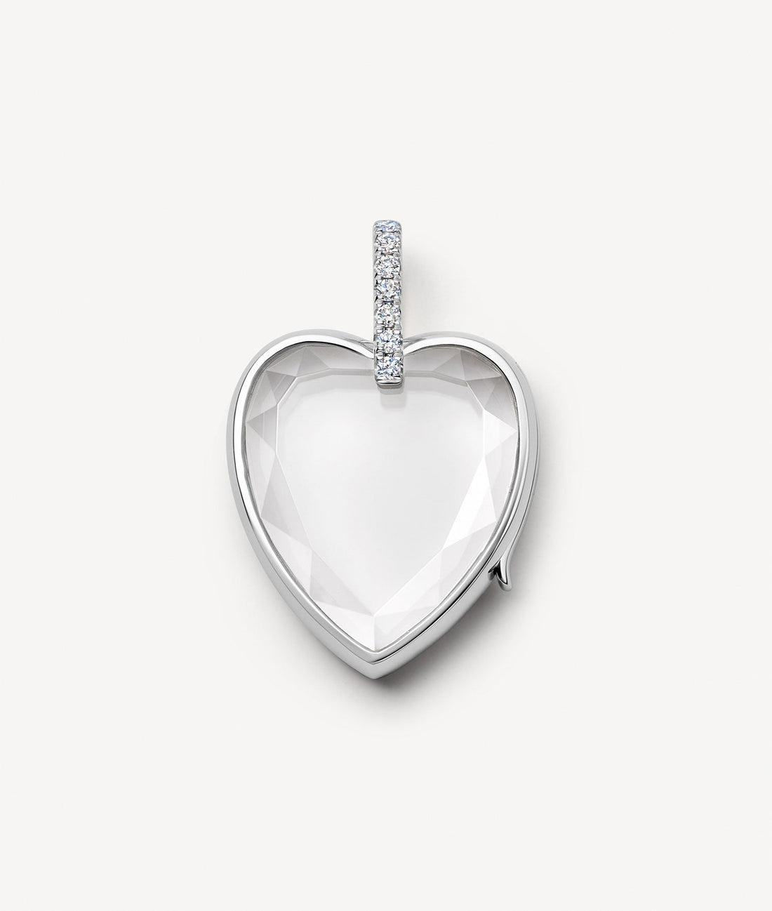 Amate Diamond Heart White Gold Locket 14k