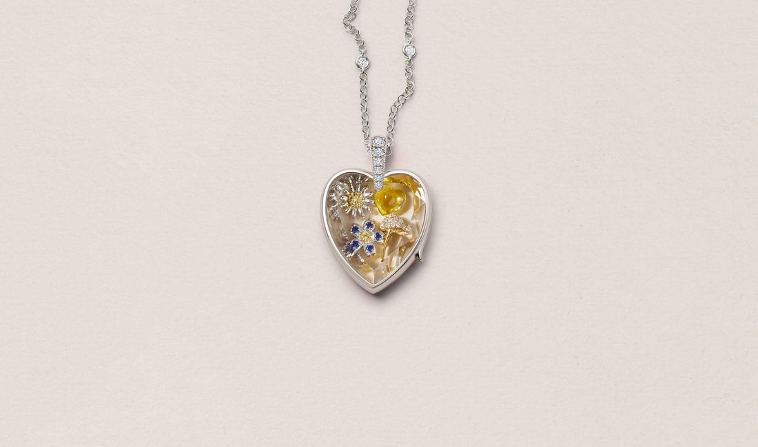 Amate Diamond Heart White Gold Locket 18K