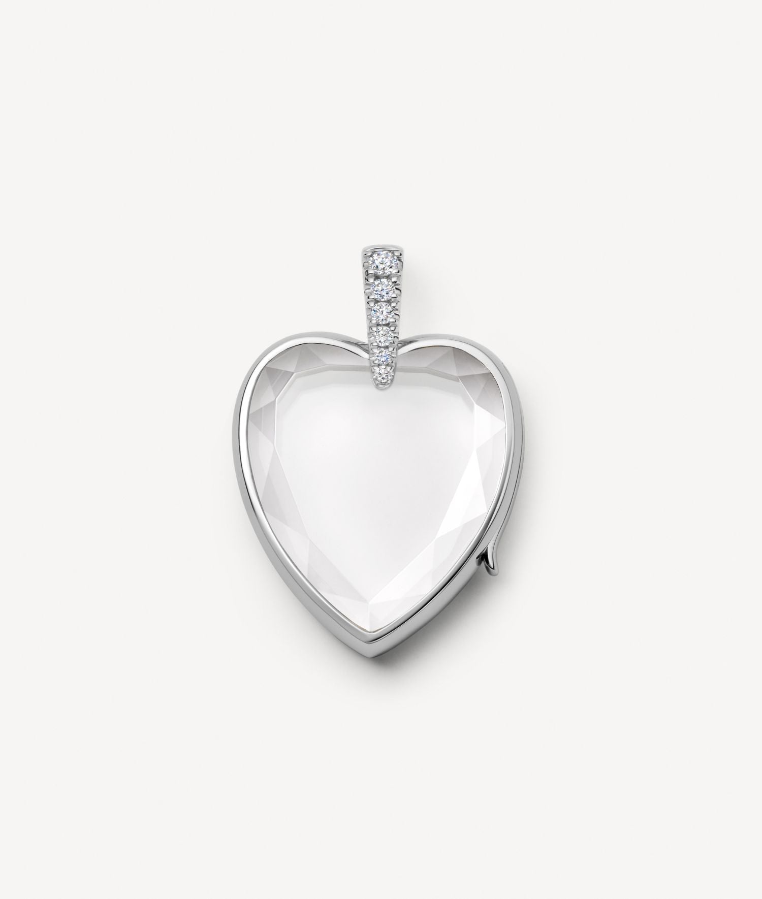 Amate Diamond Heart White Gold Locket 18K