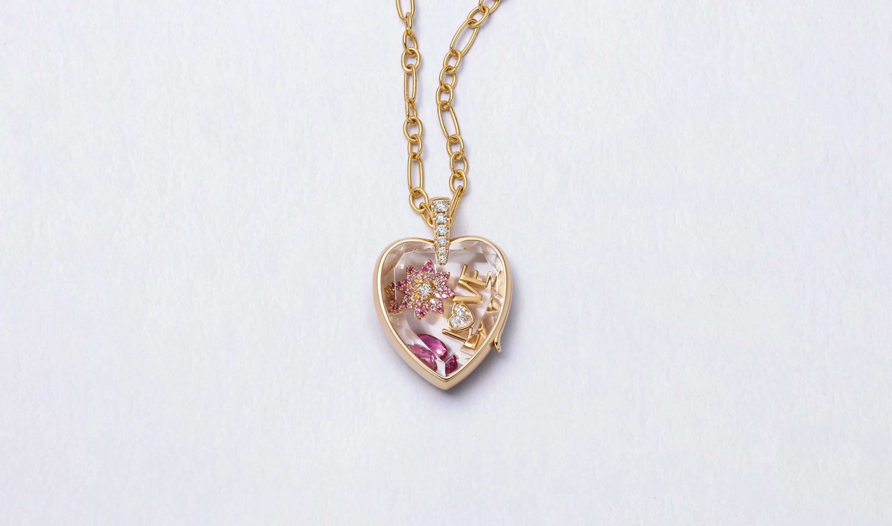 Diamond Heart Gold Locket
