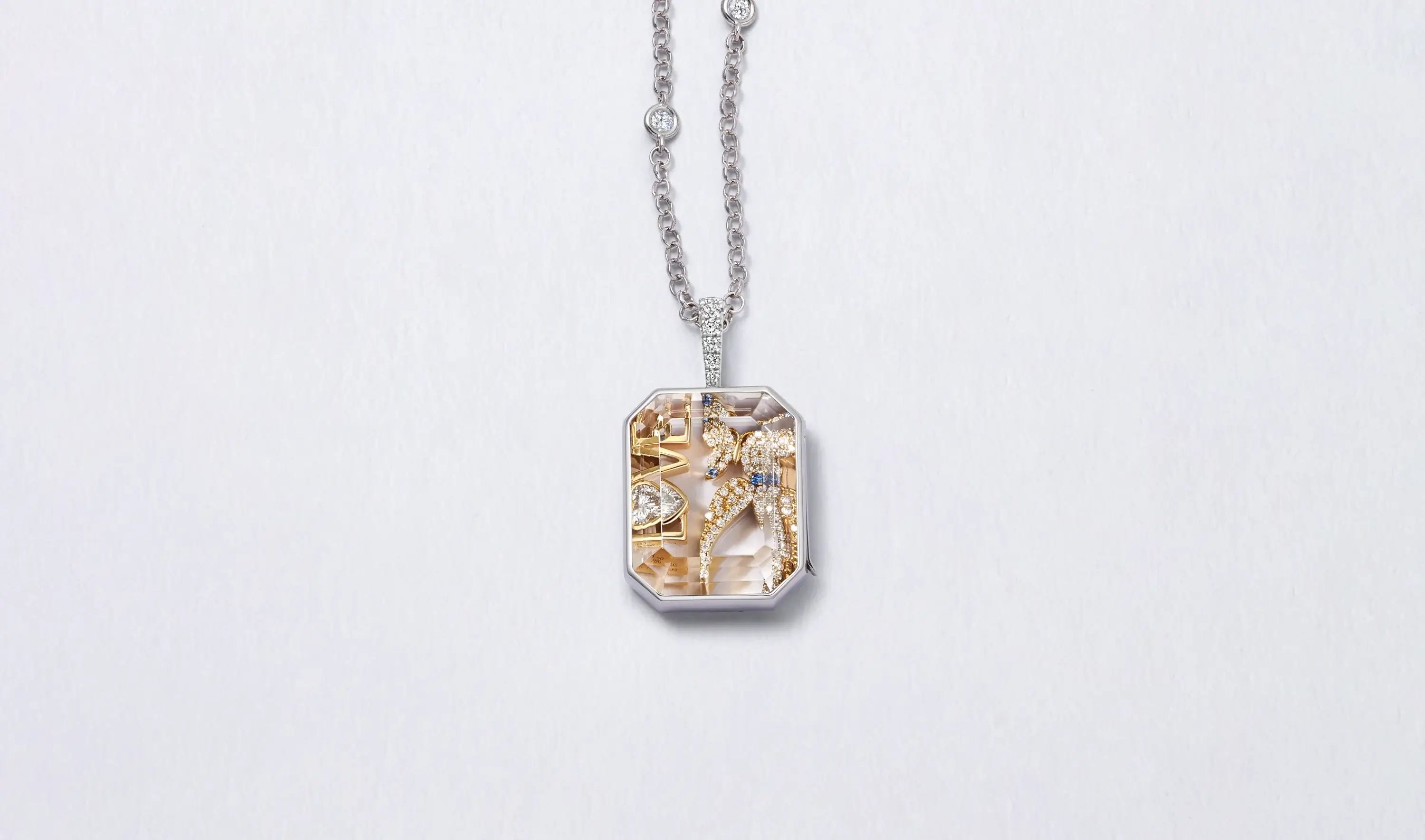 Baguette White Gold Locket 18K
