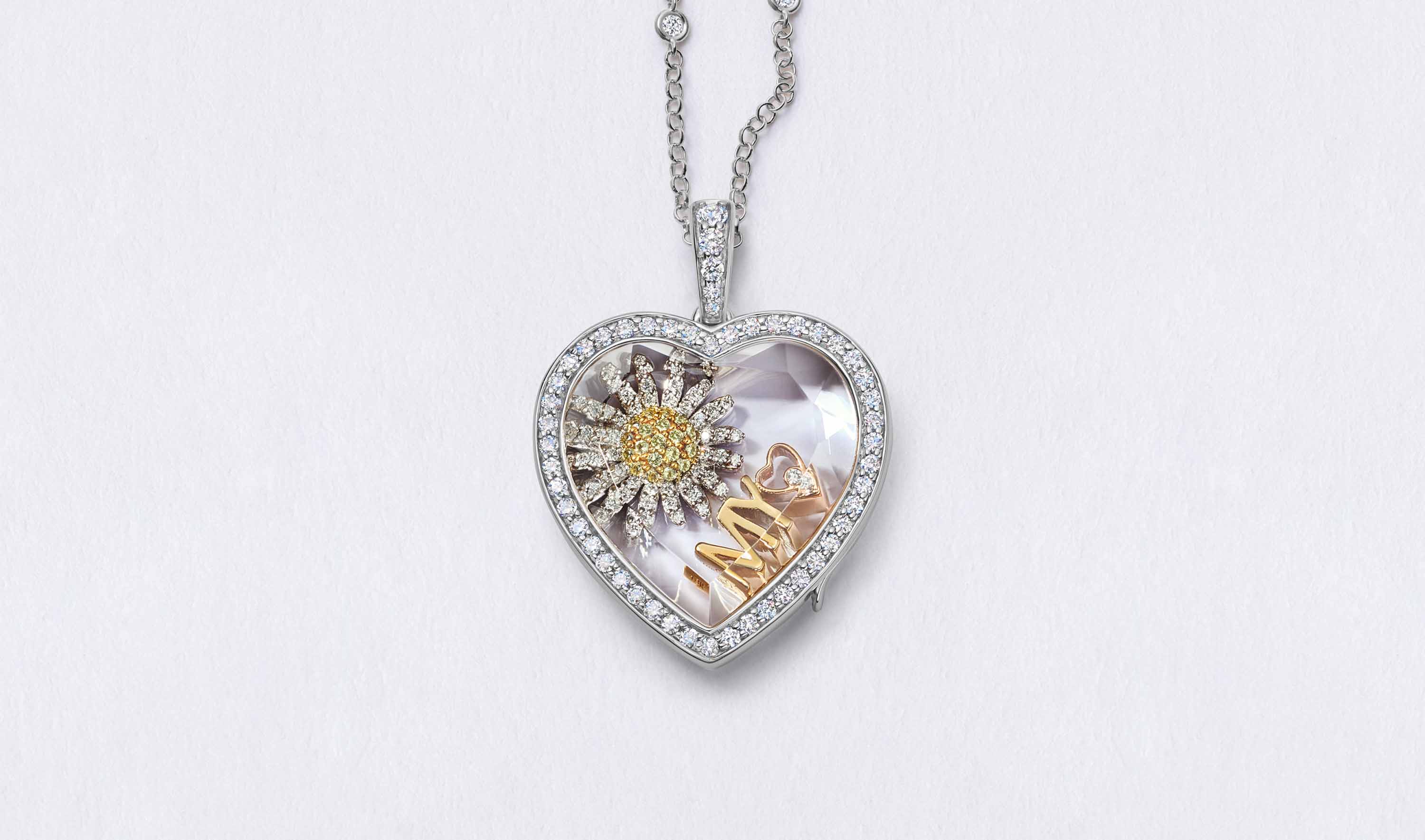 Heritage Diamond Heart White Gold Locket 18k