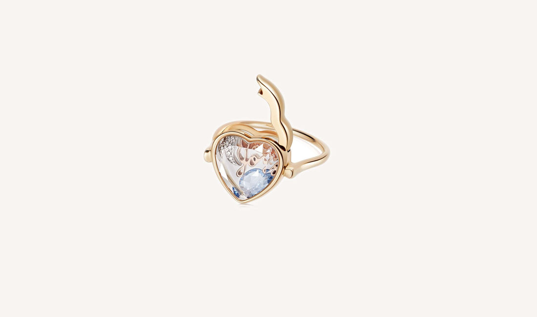 Faceted Heart Locket Ring 18k