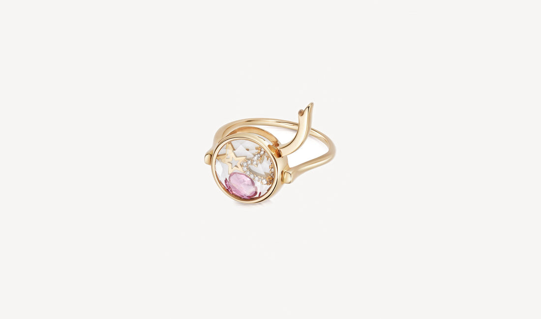 Faceted Round Locket Ring 18k