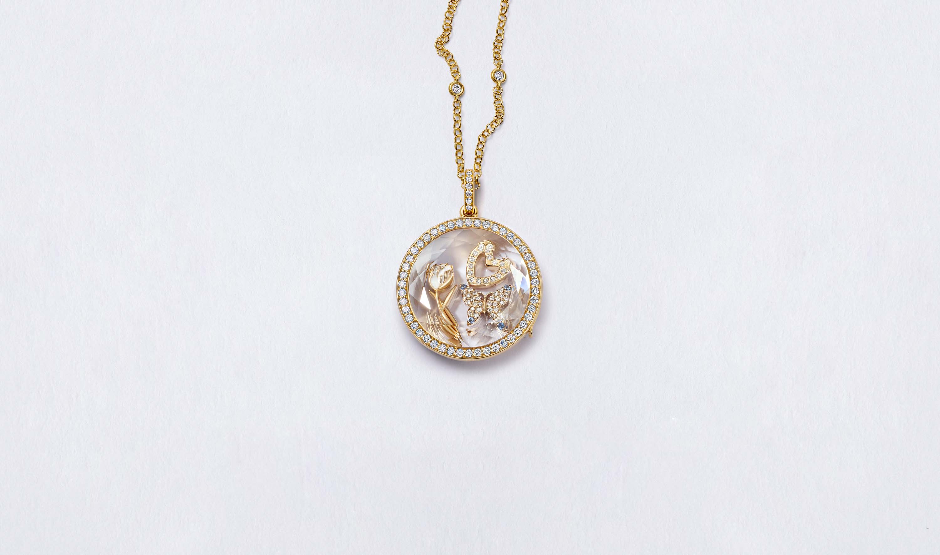 Helios Round Diamond Gold Locket 18k