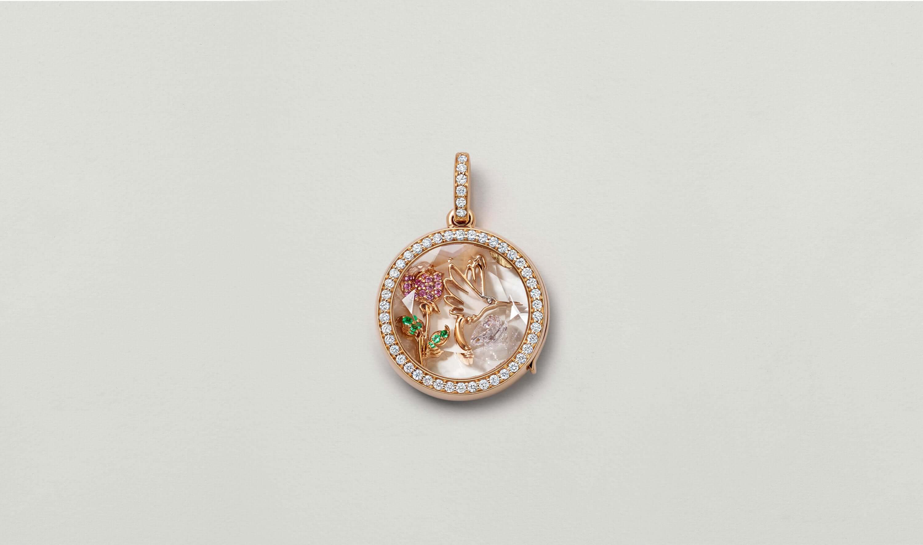 Helios Round Diamond Rose Gold Locket 14k