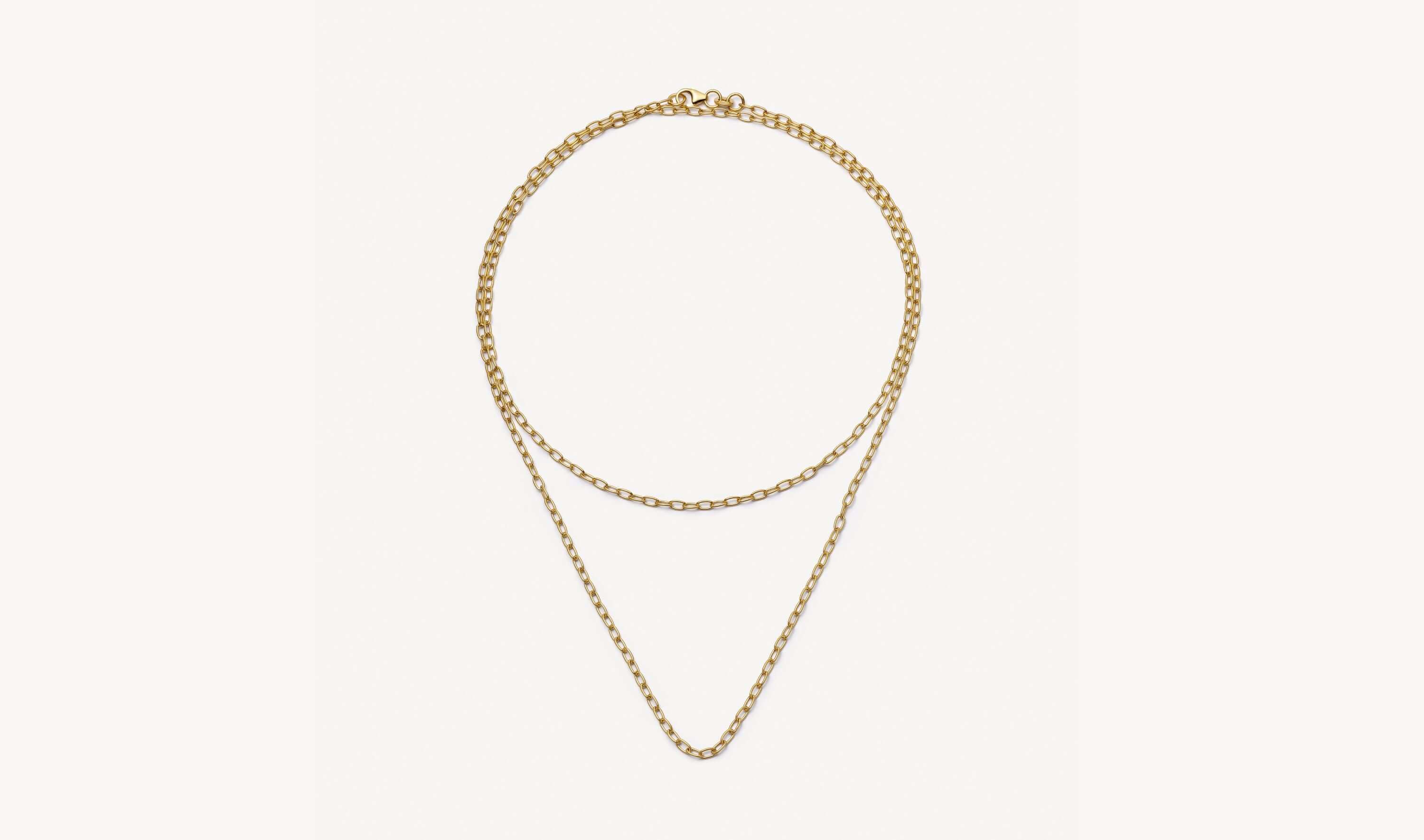 Oval Necklace Long Chain 14k