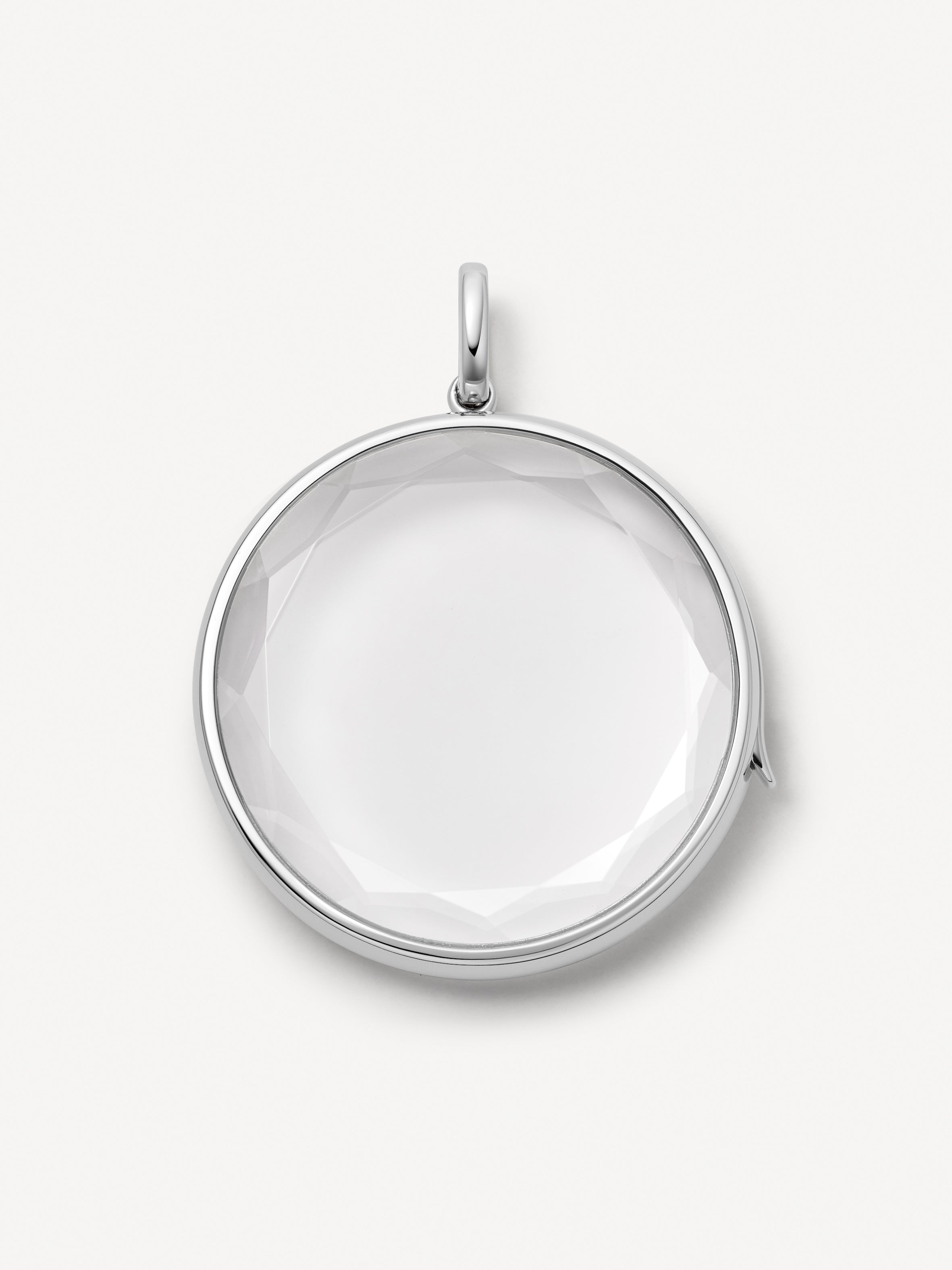 Large Round White Gold Locket 14k