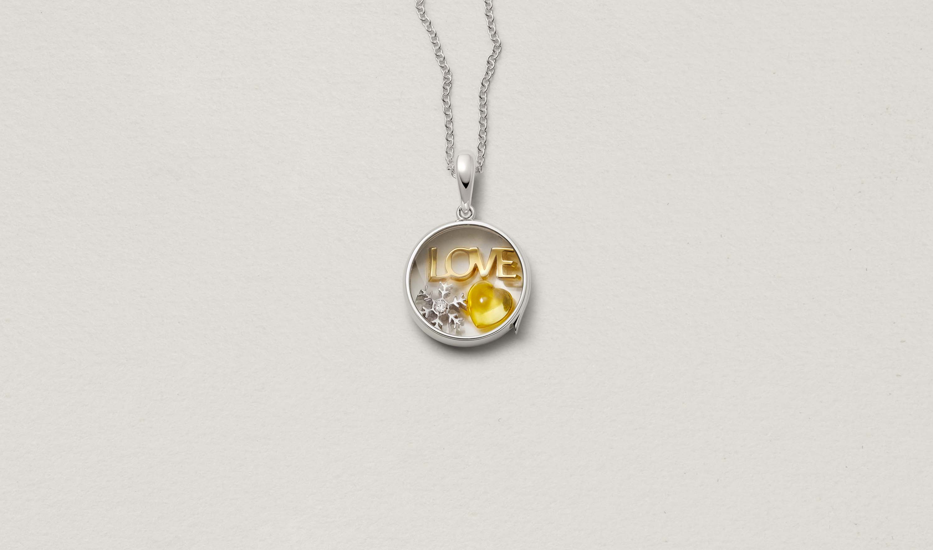 Mini Round White Gold Locket