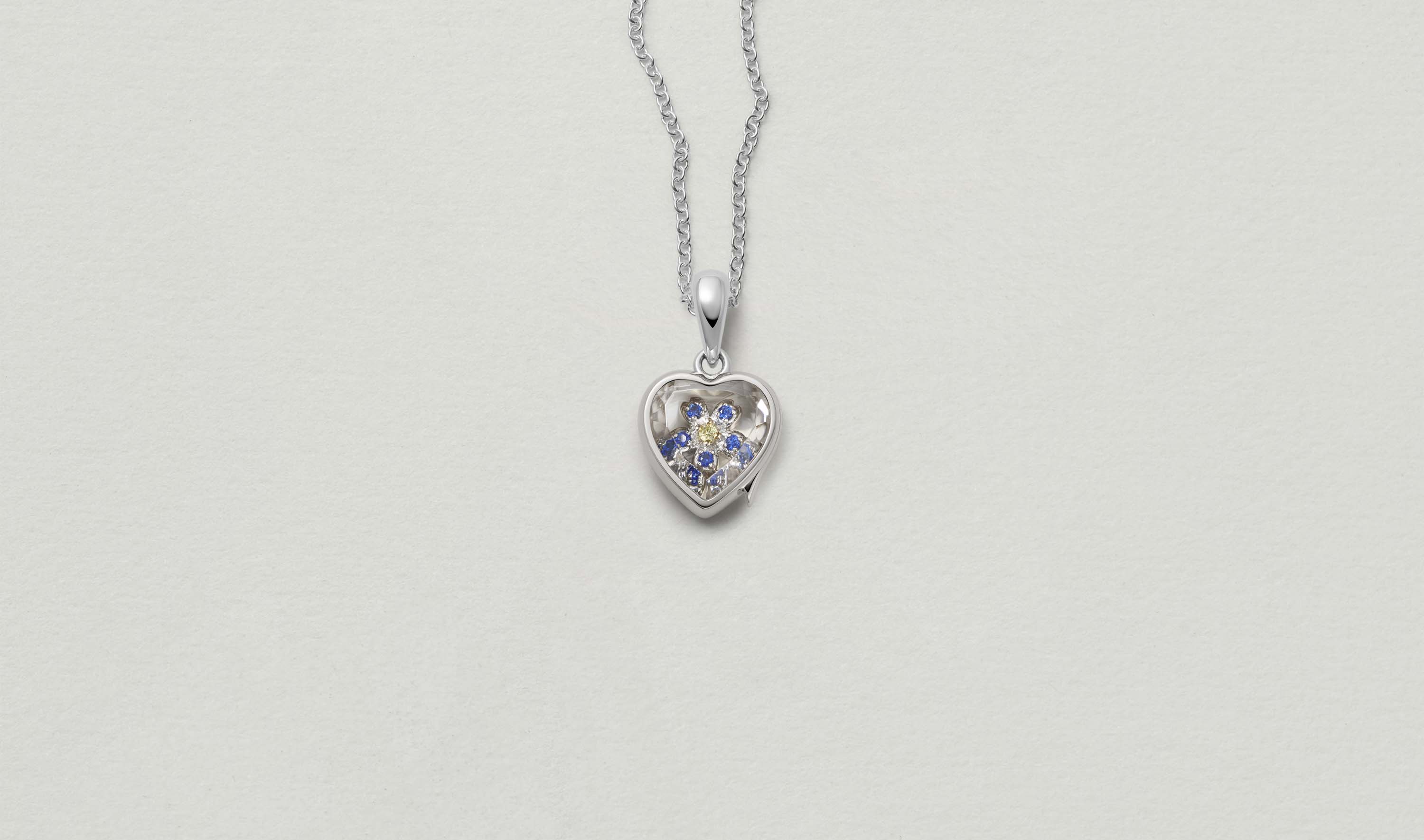 Mini White Heart of Gold Locket 14k