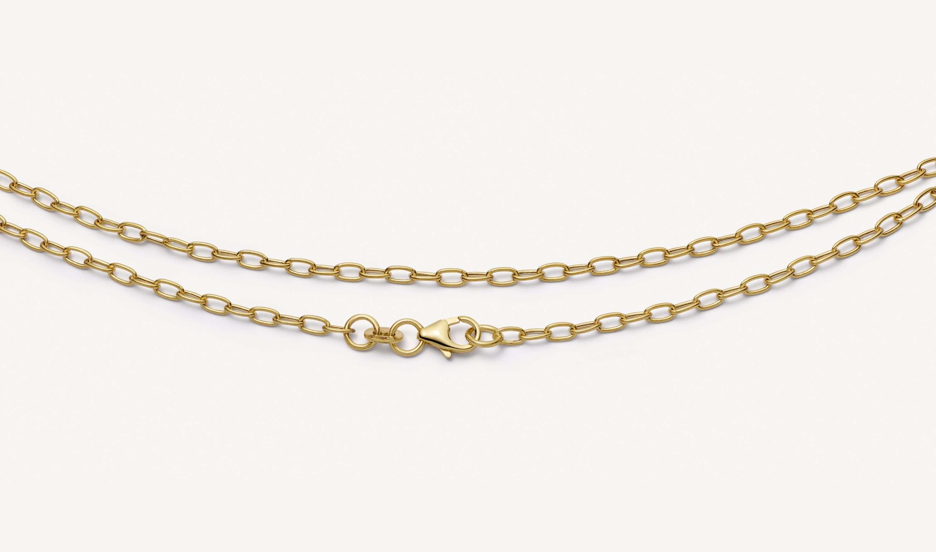 Oval Necklace Long Chain 14k