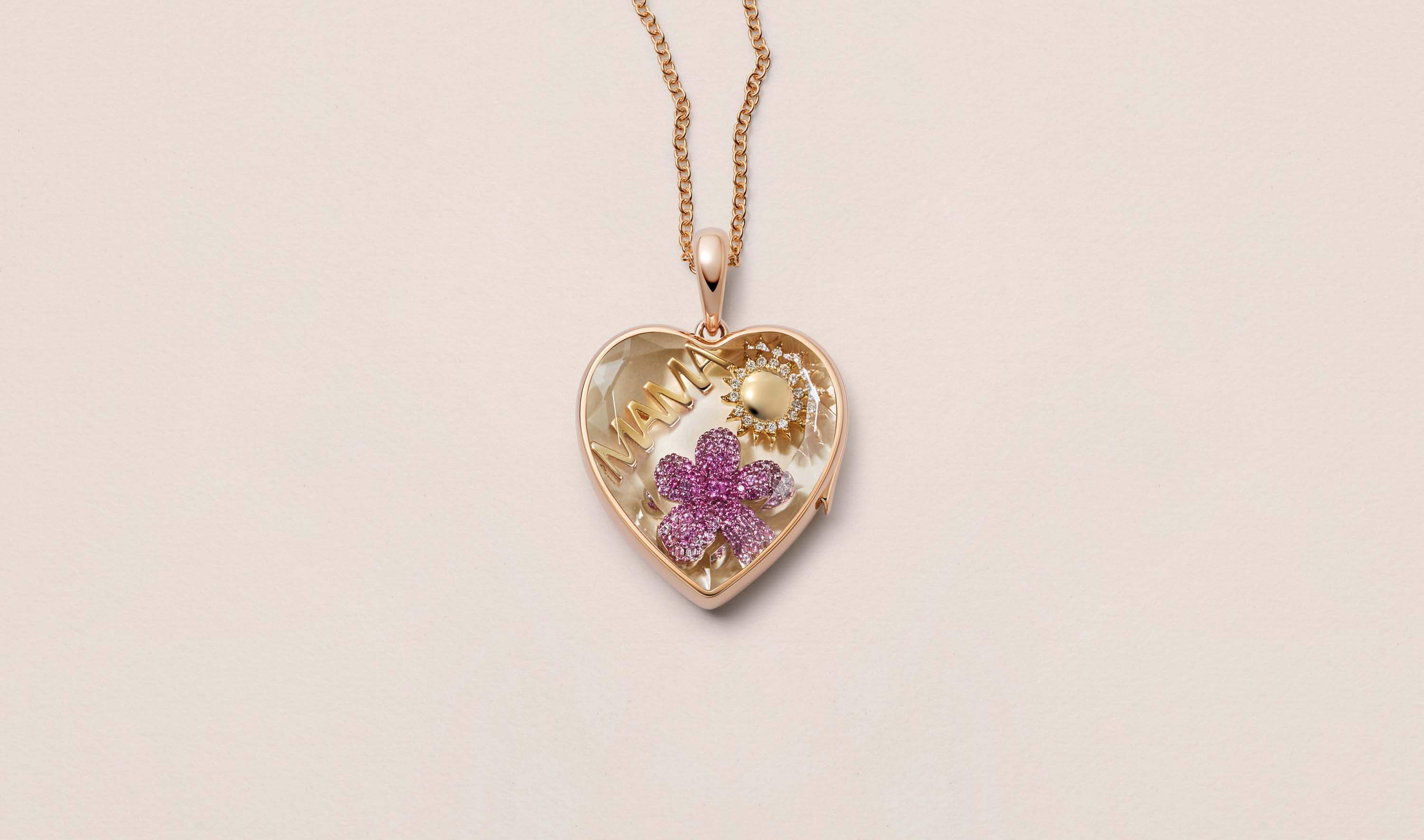 Rose Heart of Gold Locket 14k