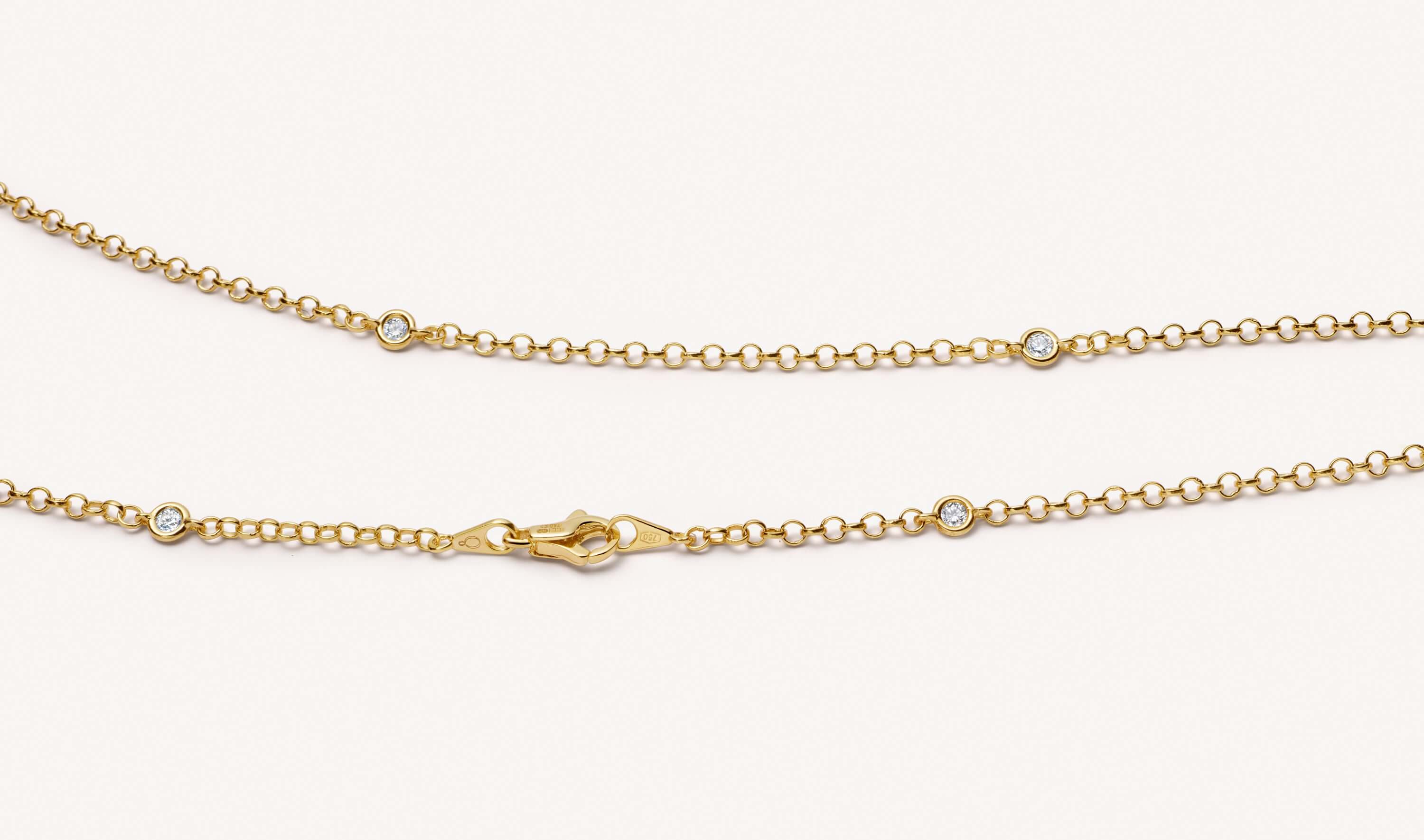 The Diamond Gold Necklace 26 inch Long Chain 18k