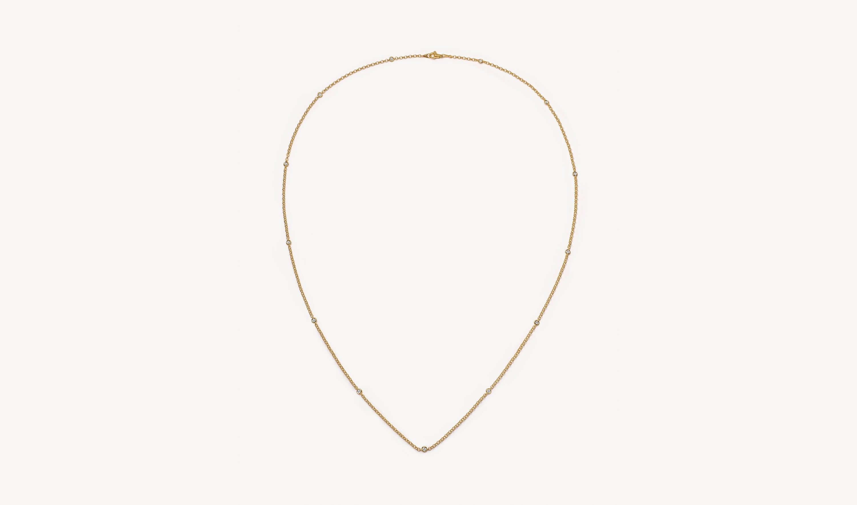 The Diamond Gold Necklace 26 inch Long Chain 18k